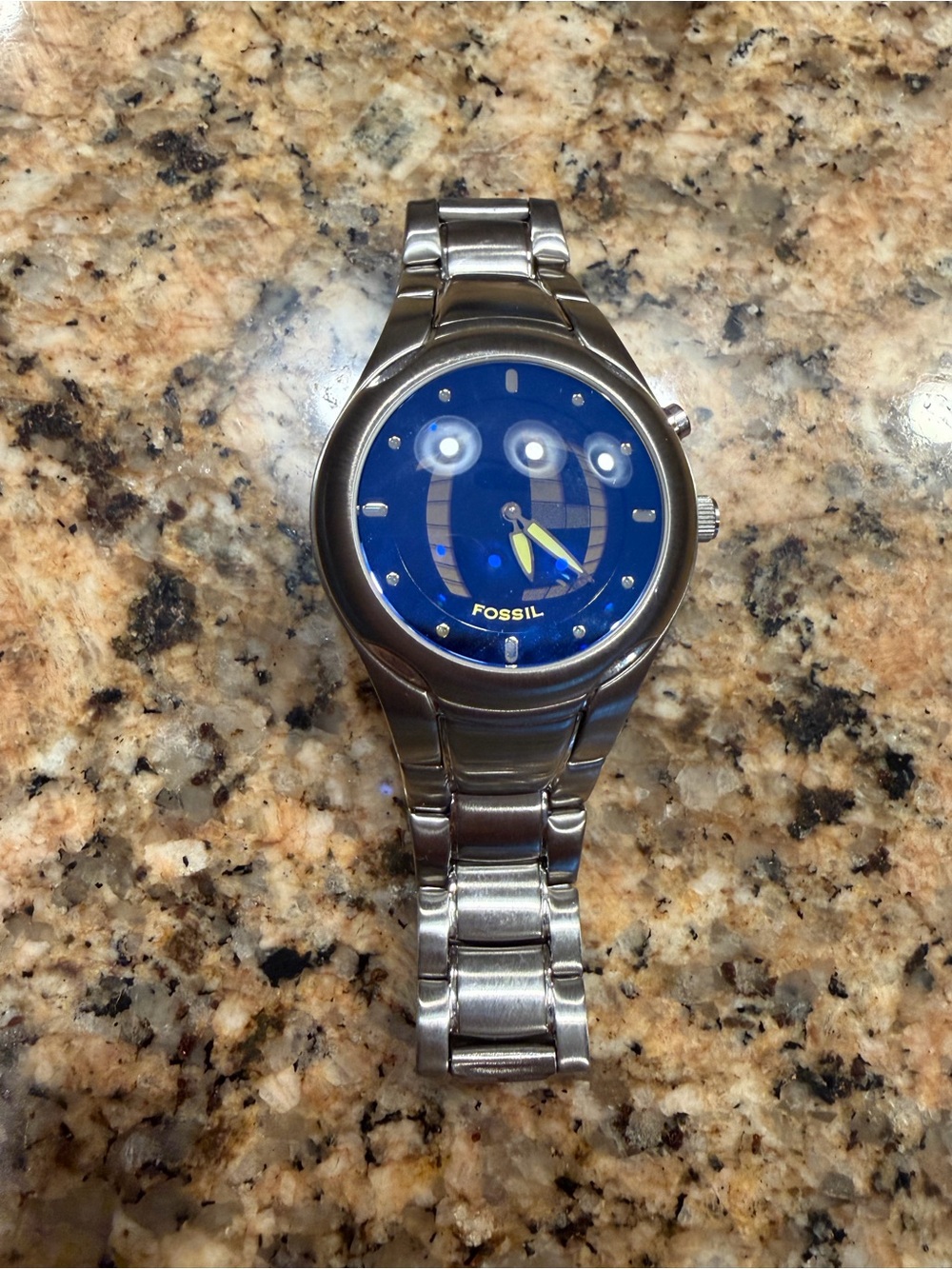 Fossil Silver Bracelet Watch with Blue Dial